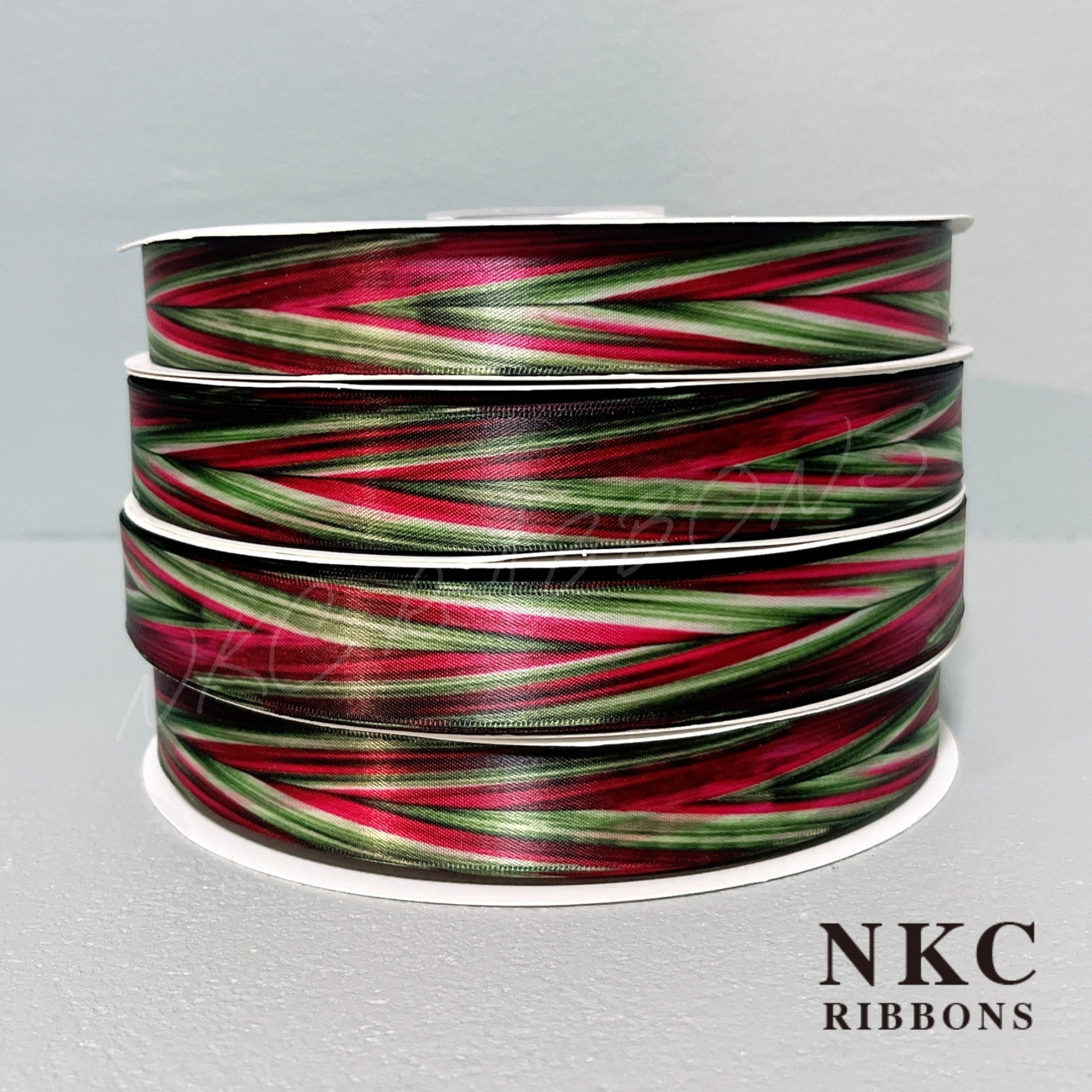 Pink Green Ti Plant Ribbon 7/8