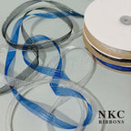 【5/8 Organza Corsage Ribbon】White Silver Line