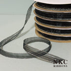 【5/8 Organza Corsage Ribbon】Black Silver Line