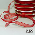 【5/8 Organza Corsage Ribbon】Red Metallic Edge