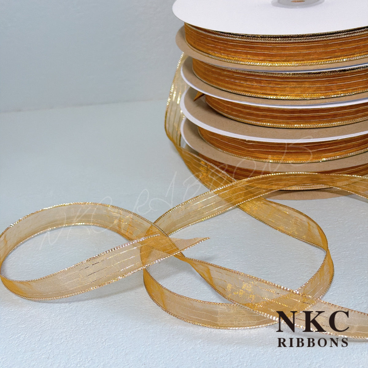 【5/8 Organza Corsage Ribbon】Gold Gold Line