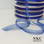 【5/8 Organza Corsage Ribbon】Blue Silver Line