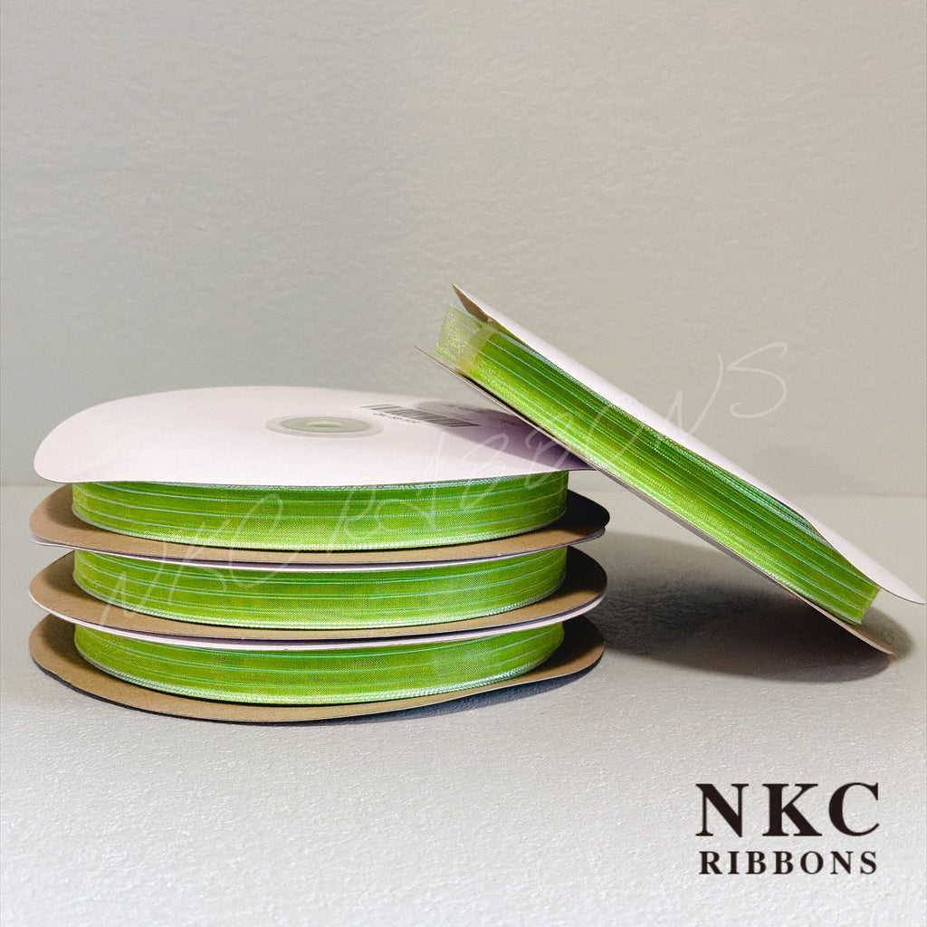 【5/8 Organza Corsage Ribbon】Lime Iridescent