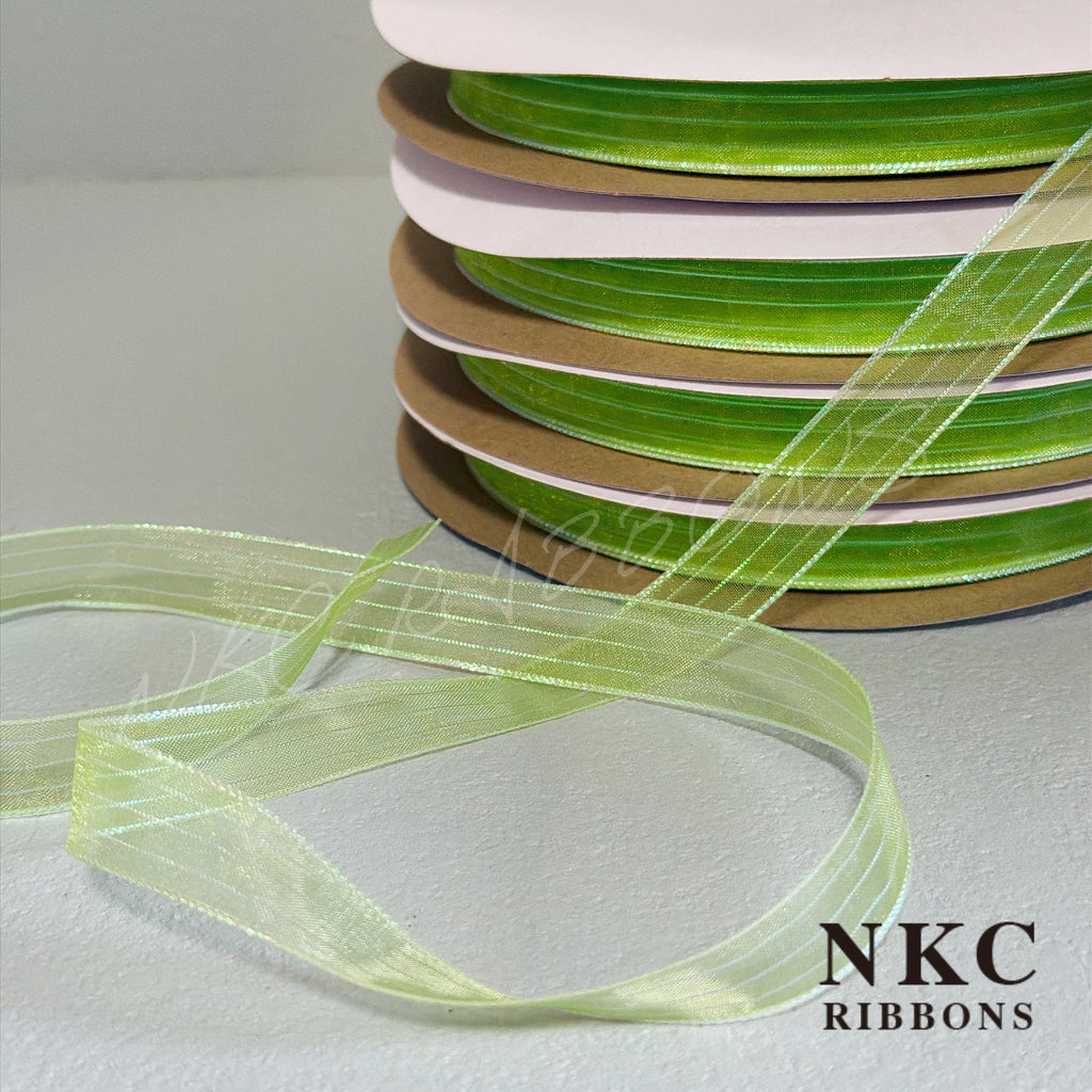 【5/8 Organza Corsage Ribbon】Lime Iridescent