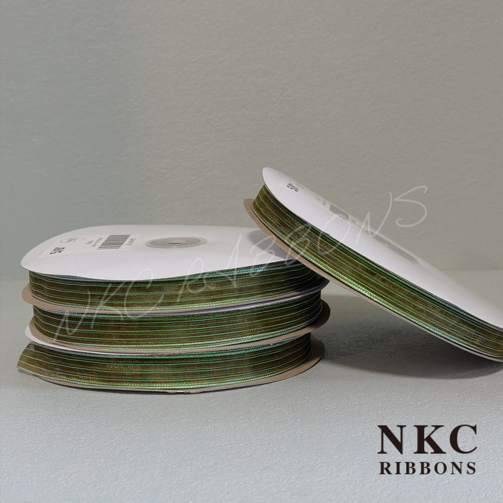 【5/8 Organza Corsage Ribbon】Moss Iridescent