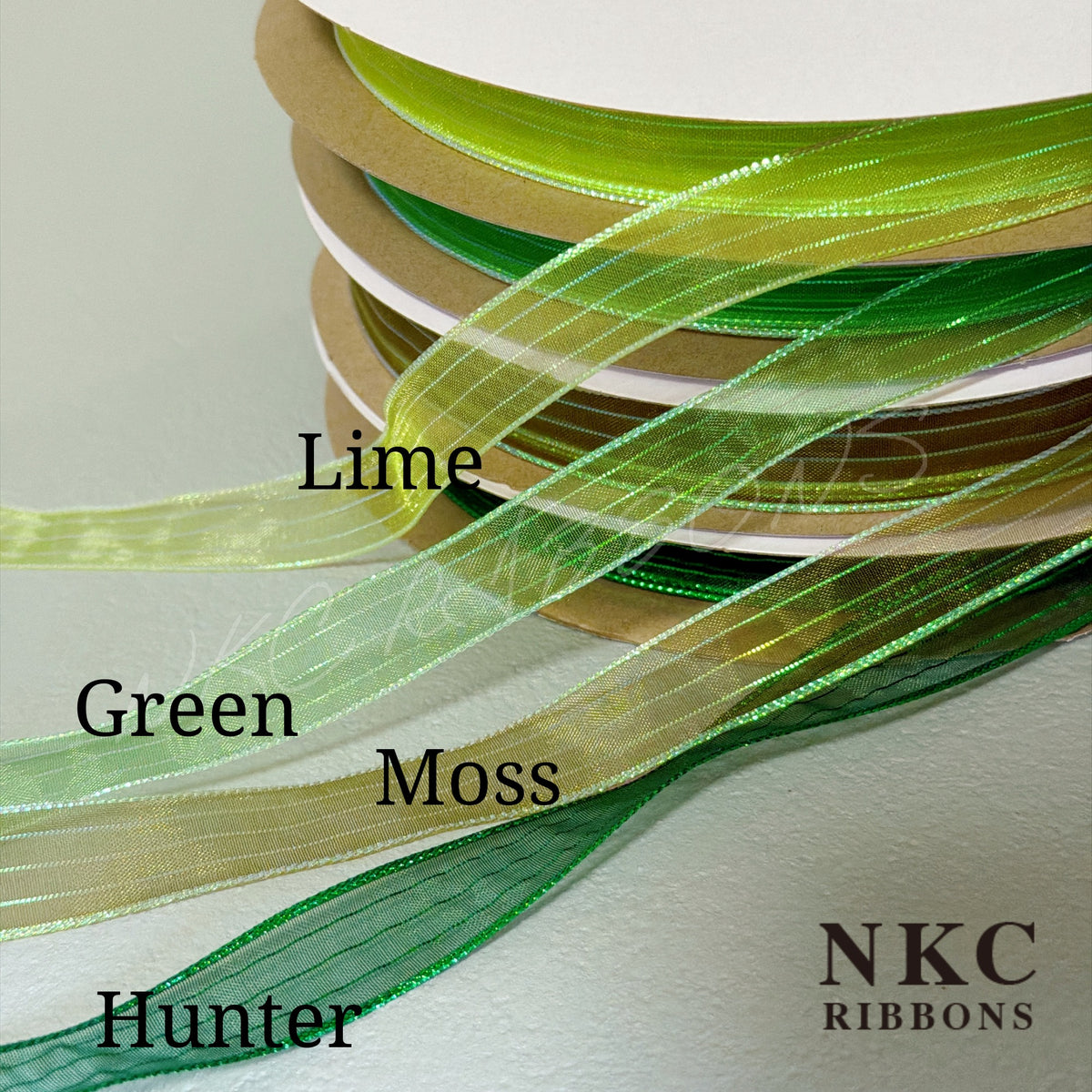 【5/8 Organza Corsage Ribbon】Moss Iridescent