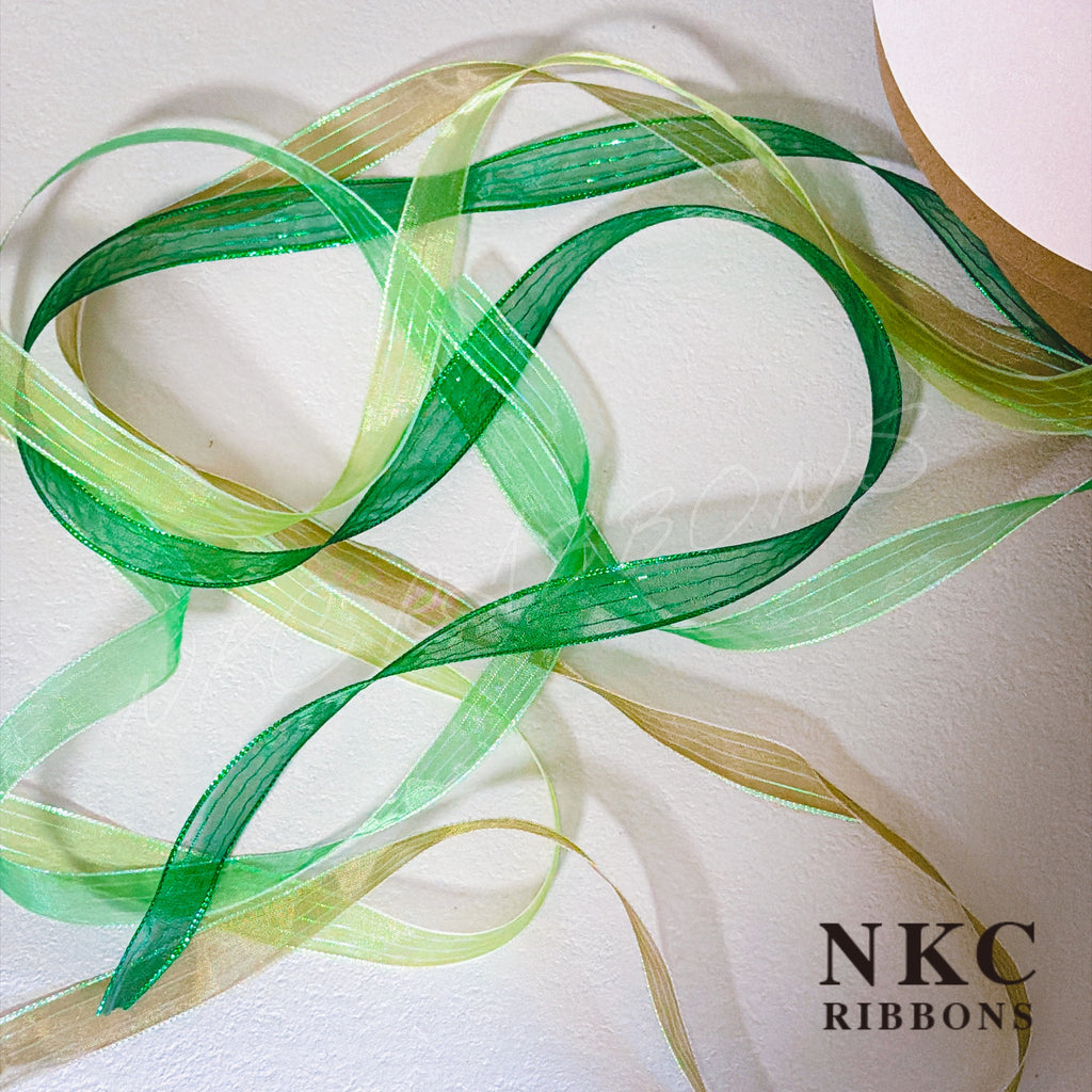 【5/8 Organza Corsage Ribbon】Lime Iridescent